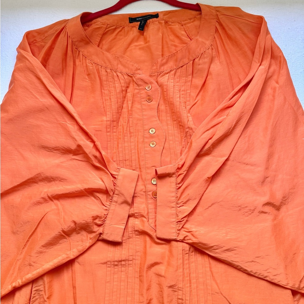 BCBGMaxAzria Bright Orange Button-Front Blouse size S /M - Picture 5 of 12